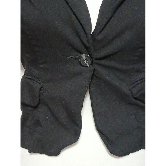 Rampage Black Bolero Shacket Women's Size M Cropped Jacket Ruched Short Cap Slee - Picture 2 of 11